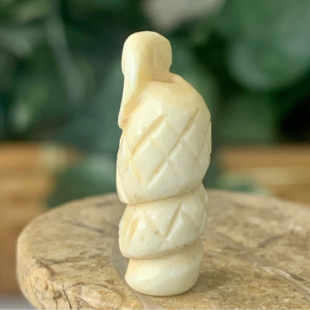 Hand Carved Snake Bone Bead Top Drilled Detailed Coiled Cobra Animal Carving 1" - Picture 4 of 16